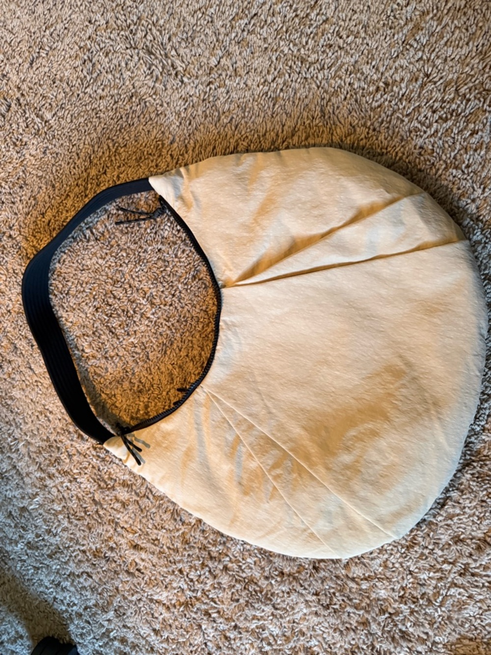 Lululemon Cream Crescent Shoulder Bag with Black Strap